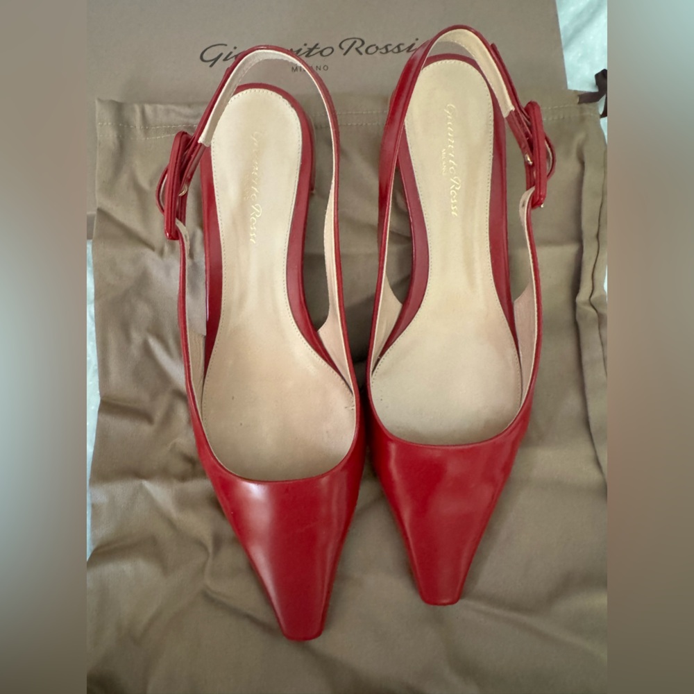 Gianvito Rossi Red Leather Slingback Pumps